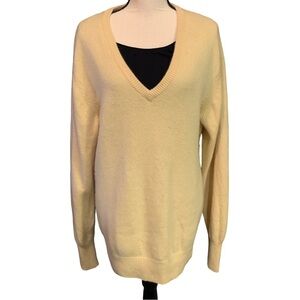 Shephe Unisex 100% Cashmere V-Neck Sweater XL  Soft Yellow Neutral Preppy